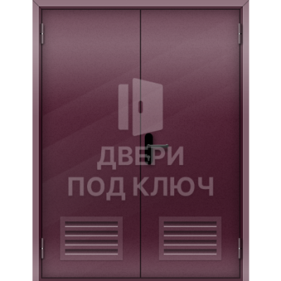 Глухая огнестойкая двупольная дверь с вентиляционной решеткой EI-15 ДПК-17288